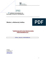 IPSI - ESPECIALISTA EN PSICOLOGIA PSICOSOMATICA - TEMA I.Salud y Enfermedad