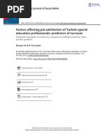 Factors Affecting Job Satisfaction of Turkish Special Education Professionals Predictors of Turnover