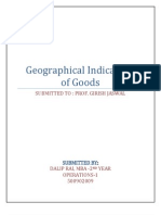 Geographical Indications of Goods: Submitted To: Prof. Girish Jaswal