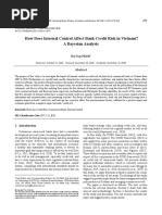 How Does Internal Control Affect Bank Credit Risk in Vietnam - A Bayesian Analysis