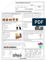 Avaliação Diagnóstica de Inglês - 6º Ano