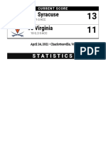 #11 Syracuse #5 Virginia: Statistics