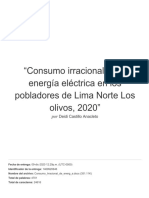 Consumo Irracional de La Energía Eléctrica en Los Pobladores de Lima Norte Los Olivos, 2020