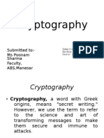 Cryptography: Submitted To:-Ms Poonam Sharma Faculty, ABS, Manesar