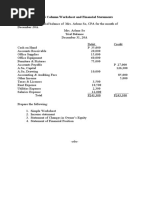 6 Column Worksheet and Financial Statements