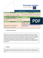 Ficha para Análisis de Lectura 1 - Psicología Jurídica Quehacer y Desarrollo - Maria Palma