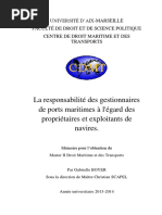 BOYER Gabrielle La Responsabilité Des Gestionnaires de Prts Maritimes À L'égard Des Propriétaires Et Exploitants de Navires - 2014