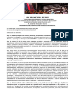 Ley Municipal #002: H. Zacarias Maquera Chura Presidente Del Honorable Concejo Municipal