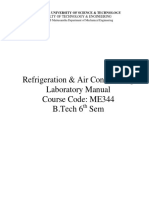 Refrigeration & Air Conditioning Laboratory Manual Course Code: ME344 B.Tech 6 Sem