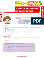 Adición y Sustracción de Números Enteros para Sexto Grado de Primaria