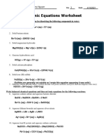 Net Ionic Equations Worksheet: Name - Per - Date