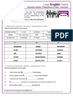 Grammar Snacks: Prepositions of Time - Exercises