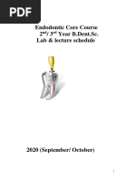 Endodontic Core Course 2 / 3 Year B.Dent - Sc. Lab & Lecture Schedule