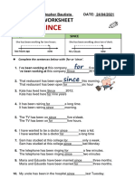 FOR Since: Grammar Worksheet