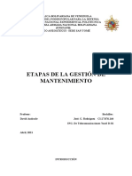 Etapas de Gestion Mantenimiento