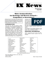 IX News: Water Demineralisation. Ion Exchange and Reverse Osmosis: Competitors or Associates ?