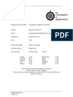 Sample of Mobile Computing Exam (June 2006) - UK University BSC Final Year