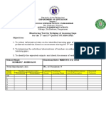 Objectives:: Monitoring Tool For Bridging of Learning Gaps For The 1 and 2 Quarter SY 2020-2021