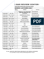 2021 Schedule of Preweek Lectures