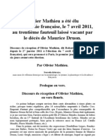 Olivier Mathieu Propose Une Dictée de Langue Française Aux Membres de L'académie