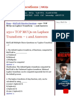 250+ TOP MCQs On Laplace Transform - 1 and Answers