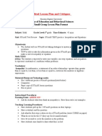 Small Group Lesson Plan-Inequalites Math Feildwork - Edited Version and Critques