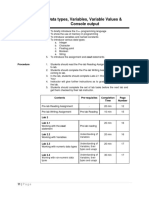 Lesson Set 2 Data Types, Variables, Variable Values & Console Output