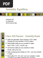 Solubility Equilibria: Chemistry 40S M. Patenaude GPHS Science Dept