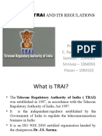 Study of Trai and Its Regulations: Presented By, C. Ravish - 10M073 Santosh - 10M083 Srinivas - 10M093 Pavan - 10M103