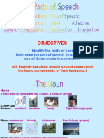 Objectives: Identify The Parts of Speech Determine The Part of Speech by Analyzing The Use of Those Words in Sentences