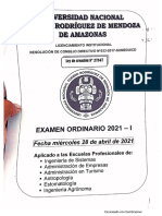 EXAMEN ORDINARIO 2021 I Primer Día