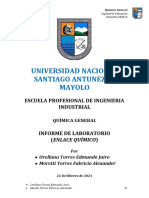 INFORME DE LABORATORIO (Enlace Químico)