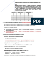 Procedimiento para Comprobación de Hipótesis de Diferencia de Medias Independientes