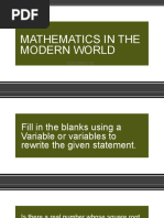 Mathematics in The Modern World: Assignment #3