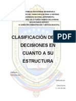 II Corte Trabajo - Clasificacion de Las Decisiones en Cuanto A Su Estructura - Dana Guerra VII Semestre de Admon y GM