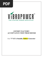 Genset Factory Acceptance Test Procedure: 1 X ??? KVA Standby Indoor Generator