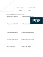 Class: V Topic: Percentage Practice Sheet #02