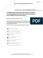 A Mathematical Programming Model For Optimal Cut Off Grade Policy in Open Pit Mining Operations With Multiple Processing Streams