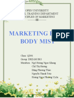 Marketing Plan Body Mist: Open Univeristy Special Training Department Principles of Marketing - @@