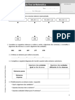 Avaliação Final de Matemática - 3.º Período