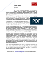 Carta de La Corriente Interna, Izquierda Socialista, Enviada A Pedro Sánchez