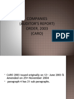 Companies (Auditor'S Report) ORDER, 2003 (CARO)