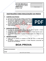 Concurso de Admissão Ao 6o Ano EF Do CMB 2003 L 2004