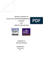 Project Report On Study of Consumer Preference Towards Cadbury AND Nestle Chocolates