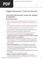 English Advanced 2 - Test 4 (Units 5-8) - Proidiomas English Courses