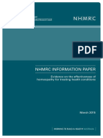 NHMRC Information Paper Effectiveness of Homeopathy