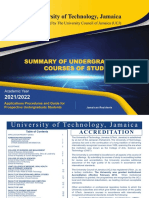 UTech, Ja. - Summary of Undergraduate Courses of Study