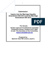 Submission: Inquiry Into The Marriage Equality Amendment Bill 2012 and The Marriage Amendment Bill 2012