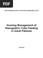 Nursing Management of Nasogastric Tube Feeding in Adult Patients