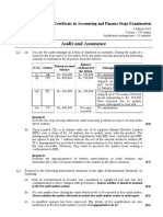 Audit and Assurance: Certificate in Accounting and Finance Stage Examination